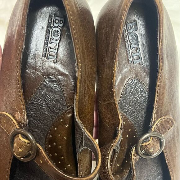 Hand Crafted Born Mary Jane Heeled Shoe Brown Genuine leather Size 9.5 Bin11 - Picture 4 of 12
